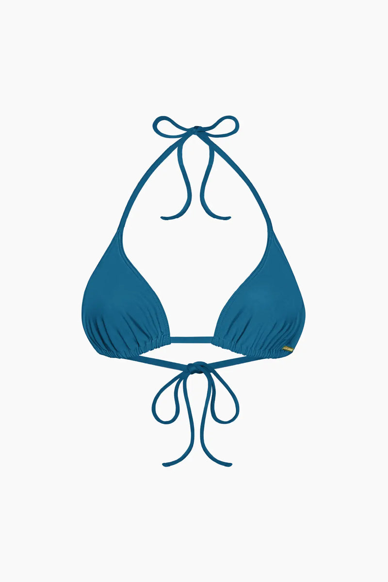 Nérée Peacock Blue Tie-Triangle Bikini Top