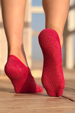 Chaussettes Pailletées Antidérapantes Rose
