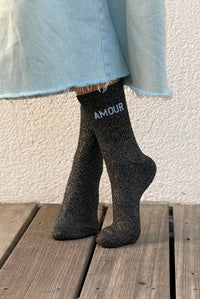 Chaussettes Pailletées Amour Noir